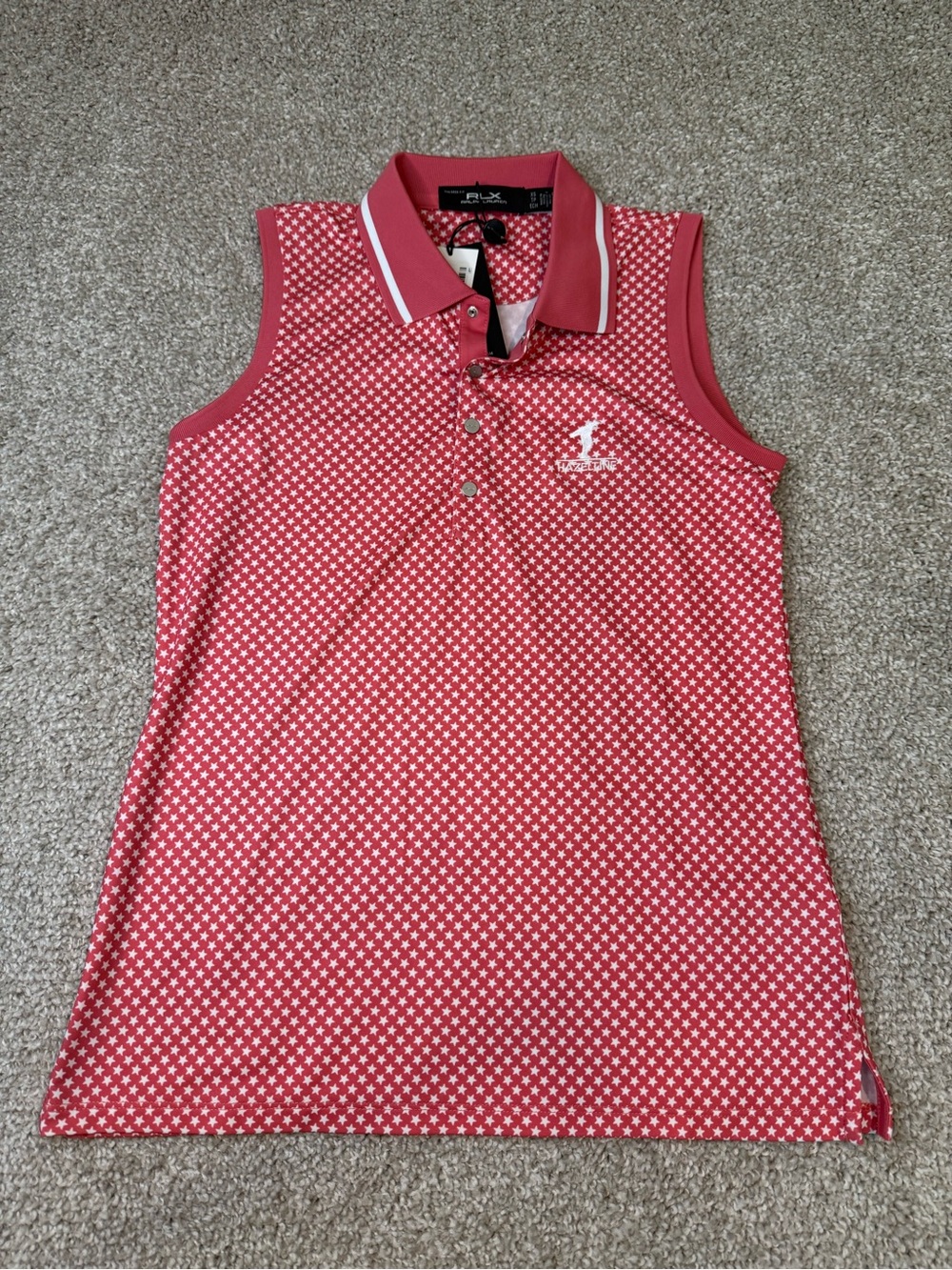 Womens RLX Ralph Lauren Coral/Red sleeveless Collared top- NEW XS